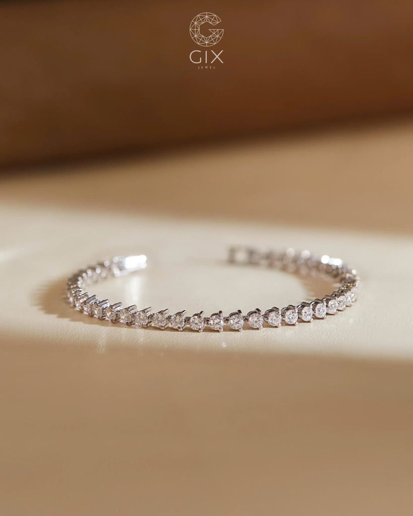 Lắc tay tennis chain vàng 18k bạc 925 đẹp nam nữ đính full đá cao cấp