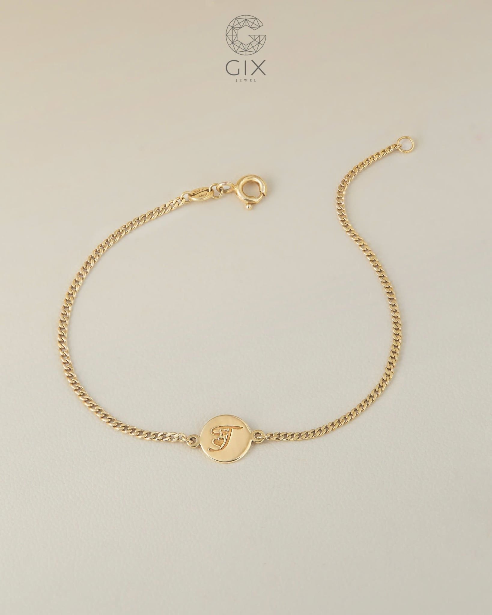  Lắc tay nữ khắc tên sợi khoen lật đẹp | Gix Jewel 
