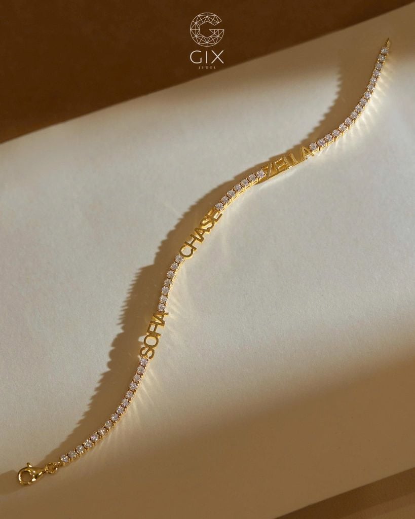 Lắc tay tennis kèm chữ cái đính đá tấm | Gix Jewel