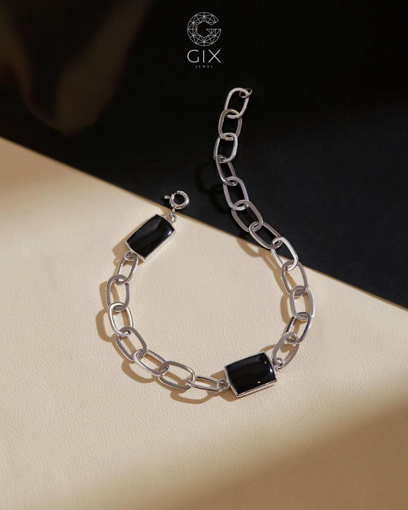 Lắc tay xích bản to cá tính đính đá | Gix Jewel