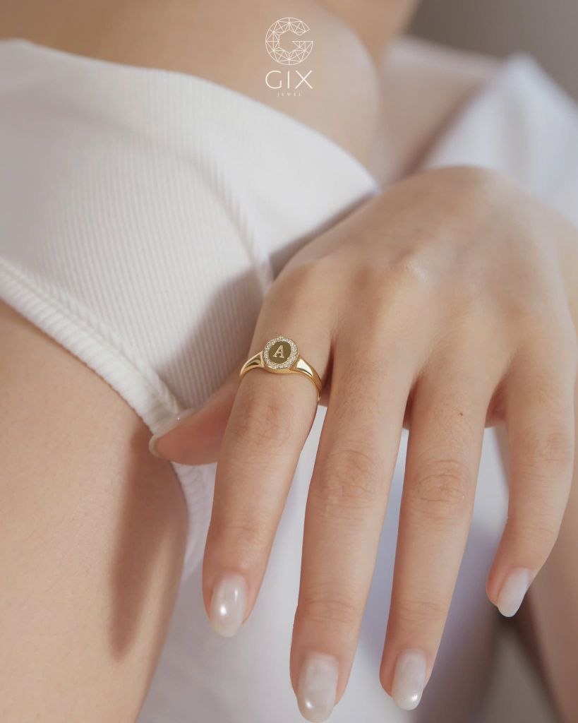  Nhẫn signet nam nữ bạc & vàng 18k - GNN25050163 | Gix Jewel 