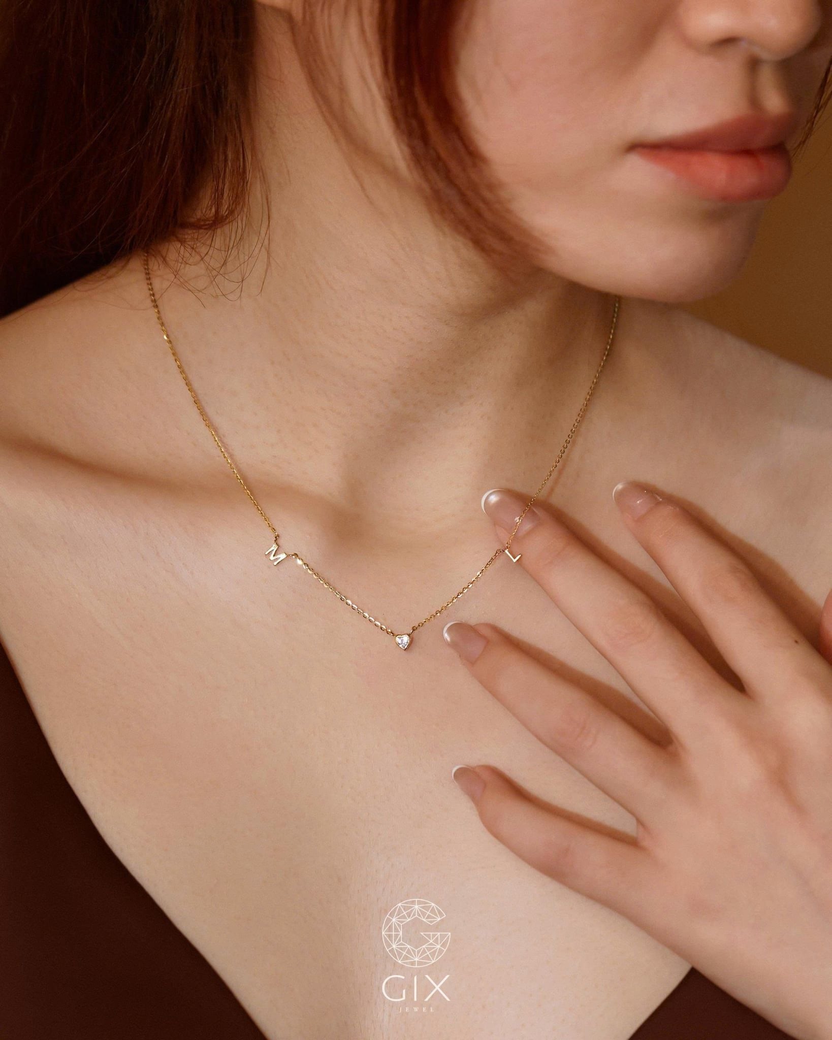  Dây chuyền chữ & đá tim treo tòng teng - GNL25050312 | Gix Jewel 
