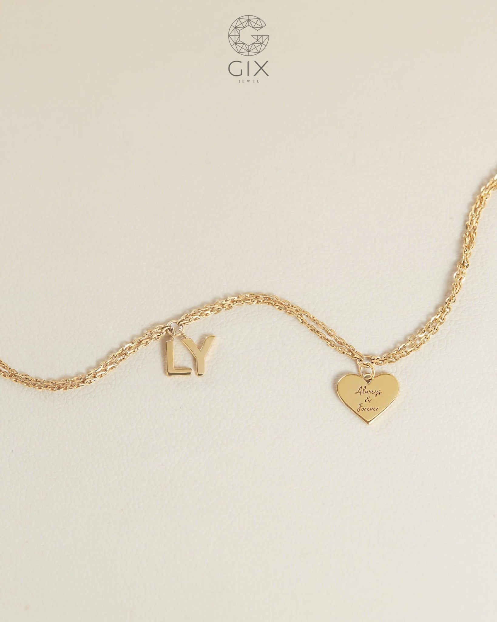  Lắc tay nữ kèm charm chữ & trái tim | Gix Jewel 
