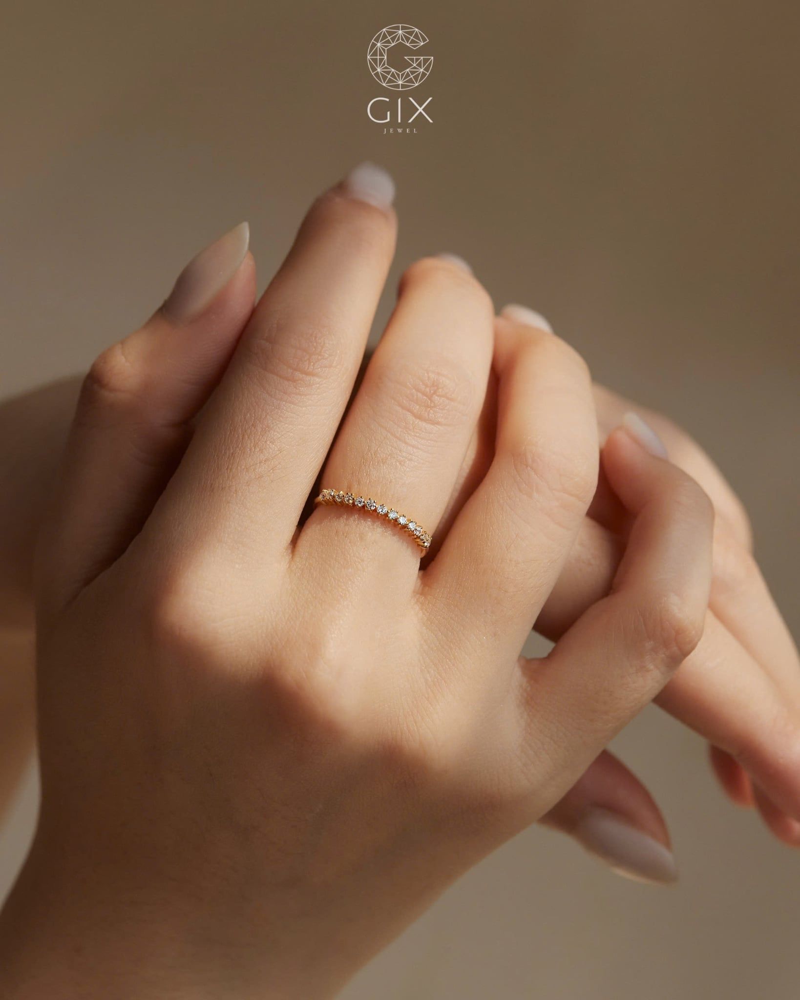  Nhẫn nữ mảnh đính kim cương tấm minimalist - GNN25050129 | Gix Jewel 