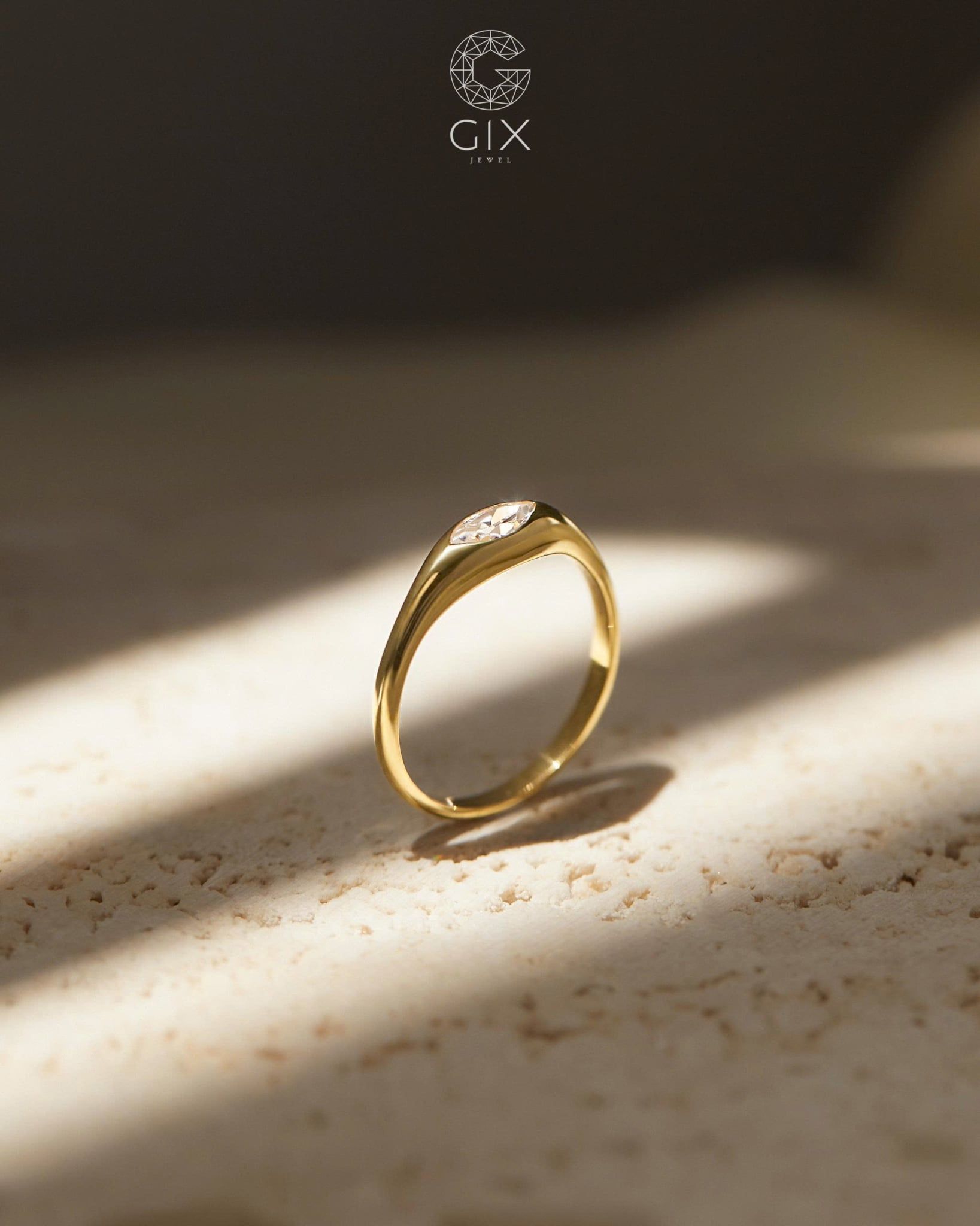 Nhẫn signet mini đính đá Marquise - GNN25050179 | Gix Jewel 