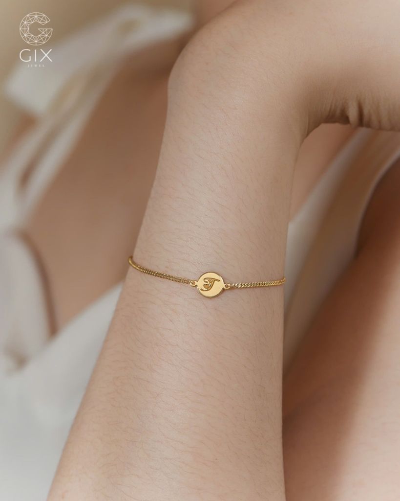  Lắc tay nữ khắc tên sợi khoen lật đẹp | Gix Jewel 