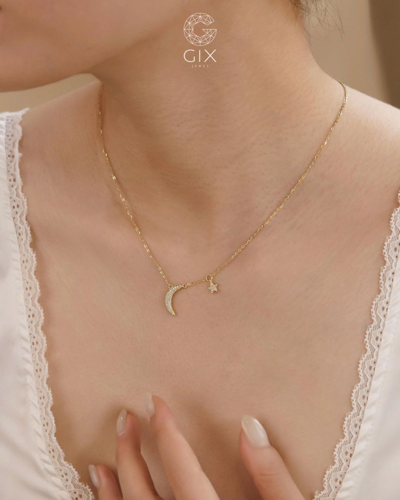 Dây chuyền sao trăng đính đá tấm - GNL25050064 | Gix Jewel