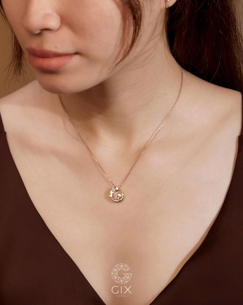 Dây chuyền gấu ôm mặt trăng - GNL25050081 | Gix Jewel