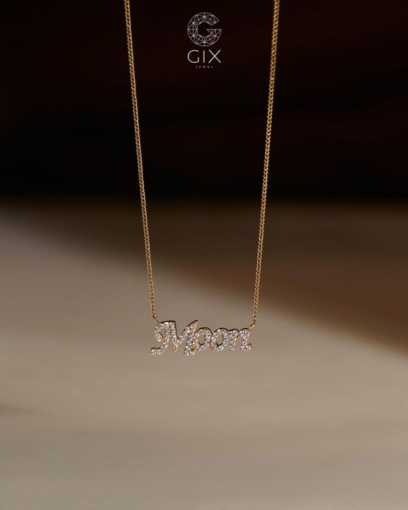  [CÓ SẴN] Dây chuyền khoen lật chữ MOON vàng vàng 14k | Gix Jewel 