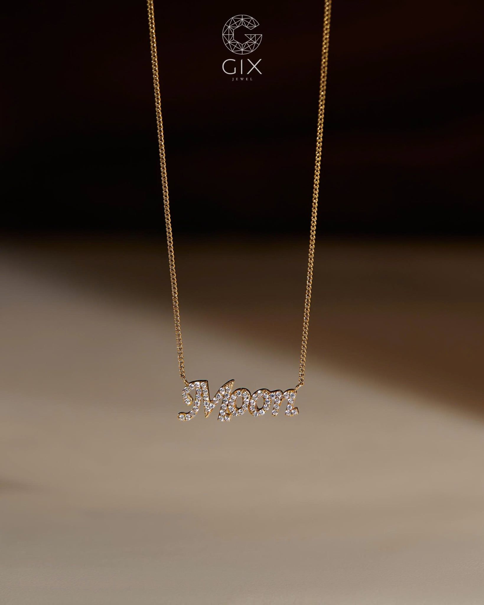  [CÓ SẴN] Dây chuyền khoen lật chữ MOON vàng vàng 14k | Gix Jewel 