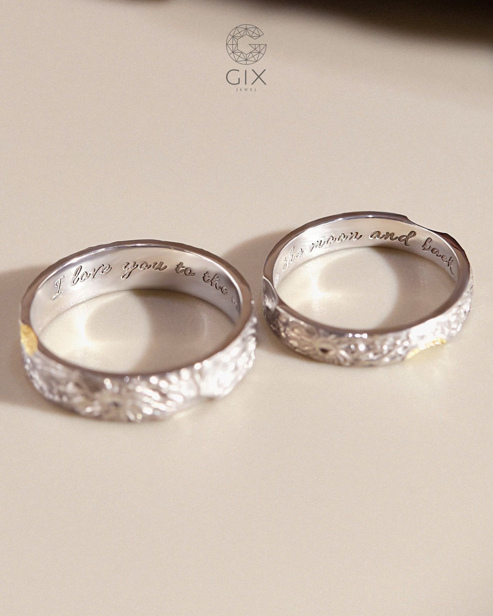  Nhẫn cưới hoa văn antique Nhật Nguyệt - GCR25050335 | Gix Jewel 