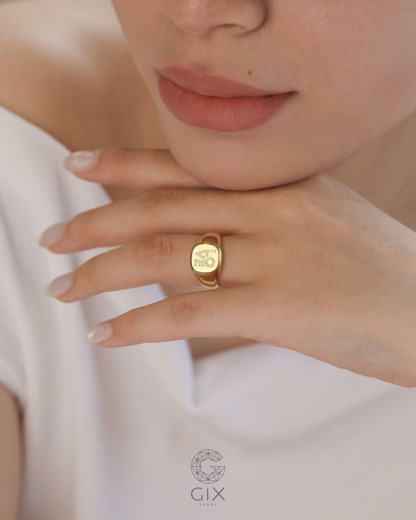  Nhẫn signet nam nữ bạc & vàng 18k - GNN25050165 | Gix Jewel 