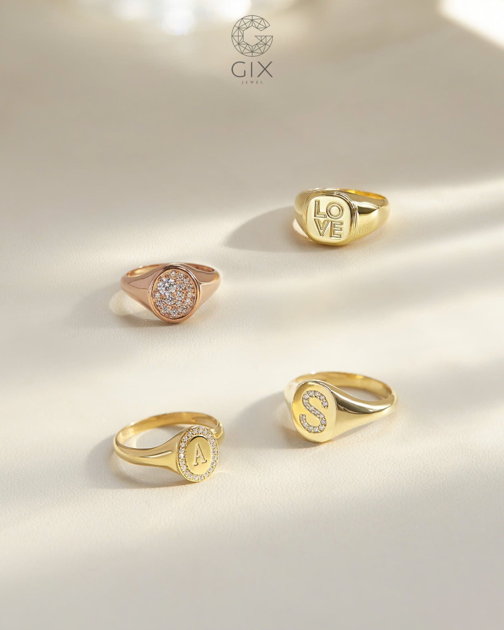  Nhẫn signet nam nữ bạc & vàng 18k - GNN25050164 | Gix Jewel 
