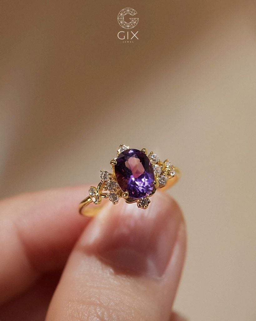 Nhẫn vàng nữ đính đá Amethyst - GNN25050202 | Gix Jewel