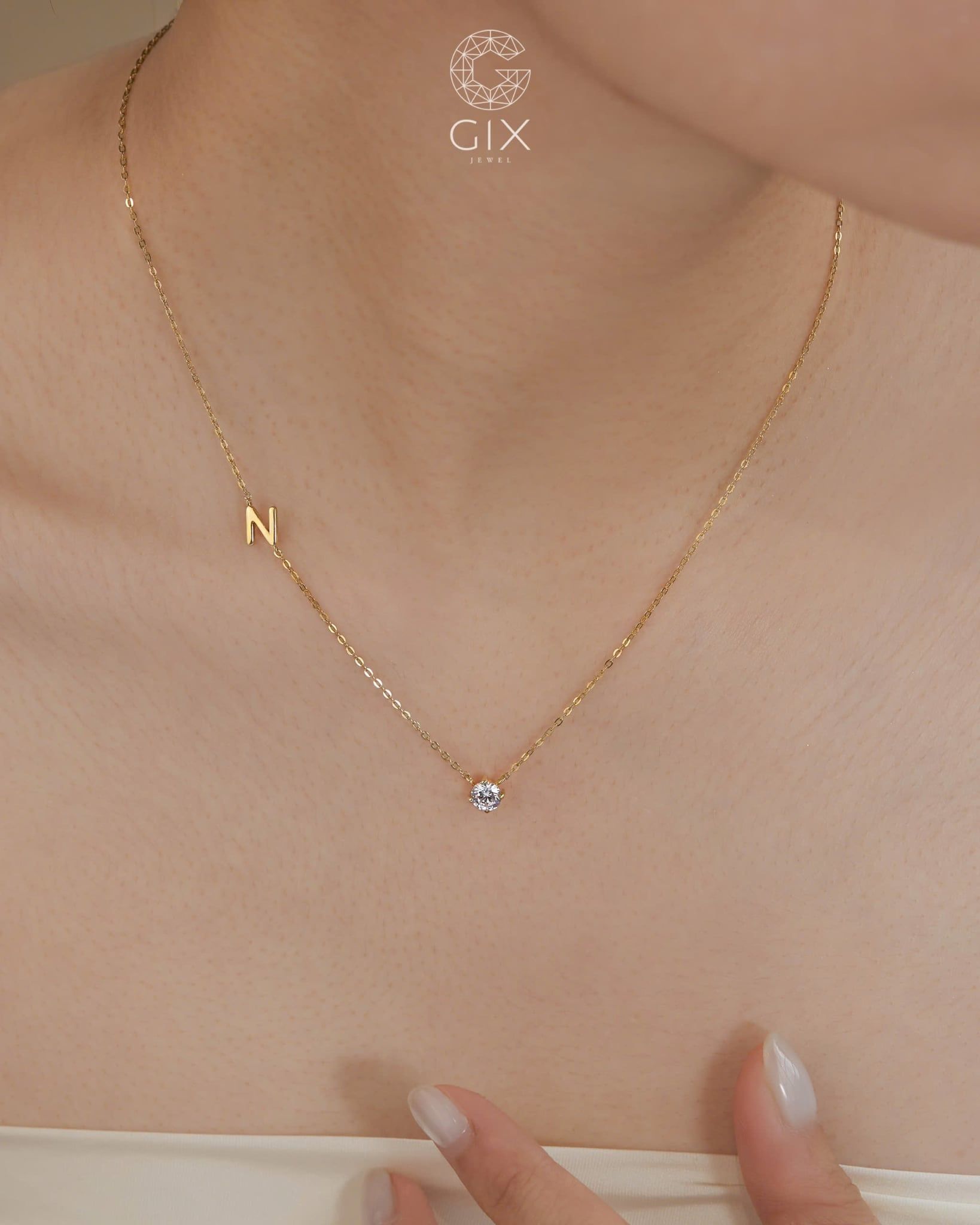  Dây chuyền chữ cái mảnh & đính đá cao cấp | Gix Jewel 