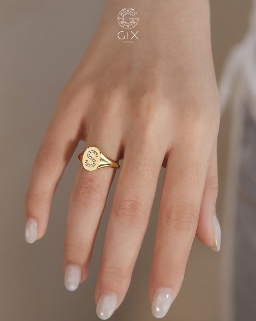  Nhẫn signet nam nữ bạc & vàng 18k - GNN25050160 | Gix Jewel 