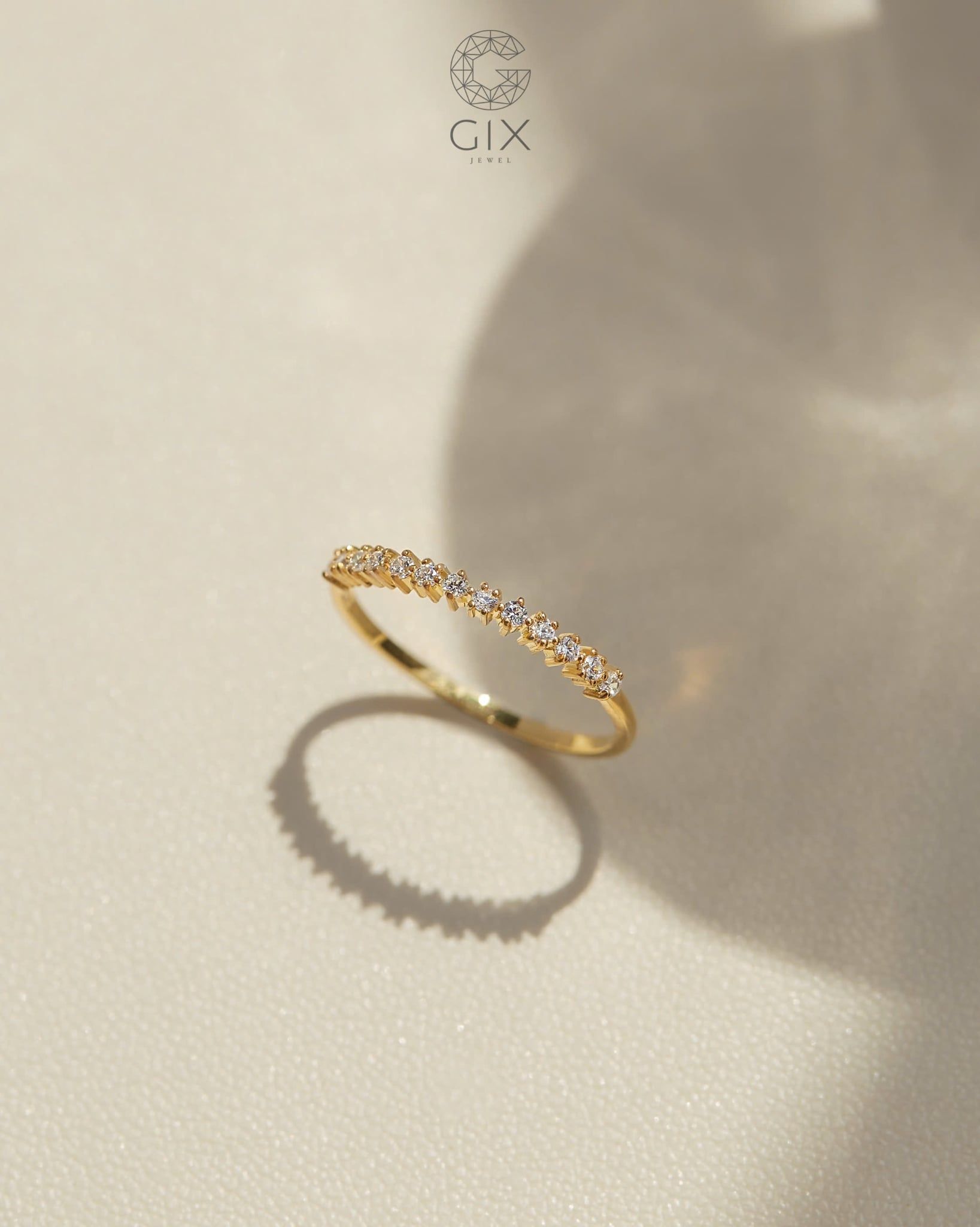  Nhẫn nữ mảnh đính kim cương tấm minimalist - GNN25050129 | Gix Jewel 