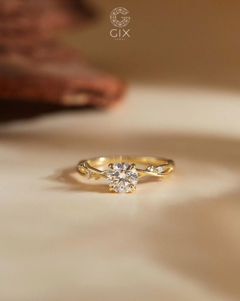 Nhẫn cầu hôn kim cương vàng hồng 18k bạc 925 - Ivy Bloom | GixJewel