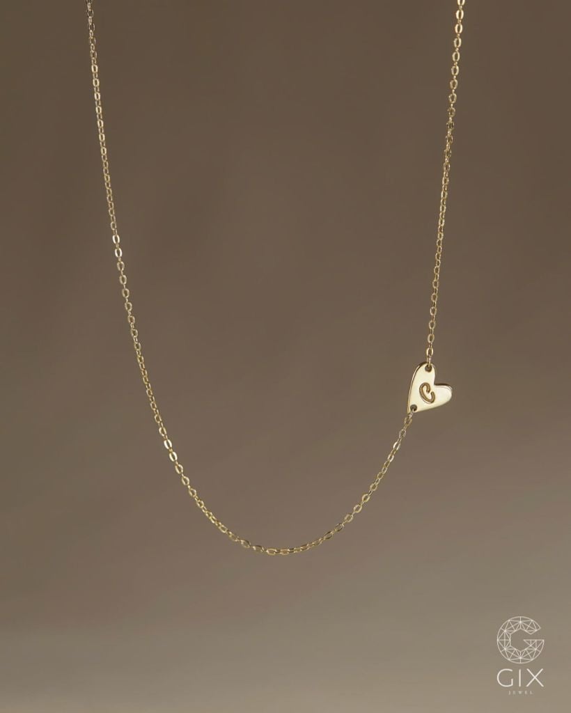  Vòng cổ trái tim mini khắc chữ cái - GNL25050291 | Gix Jewel 