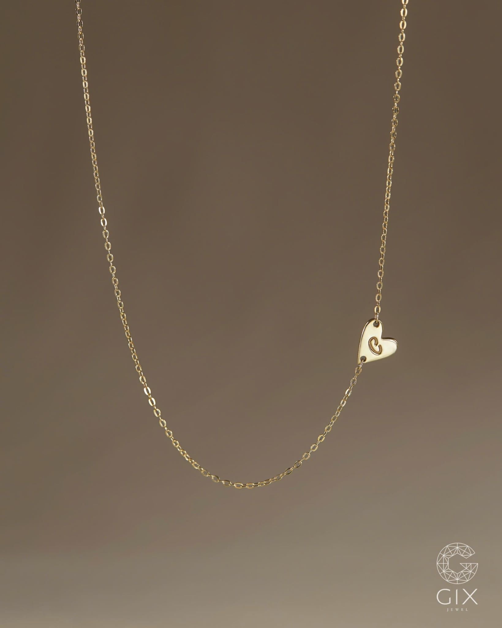  Vòng cổ trái tim mini khắc chữ cái - GNL25050291 | Gix Jewel 
