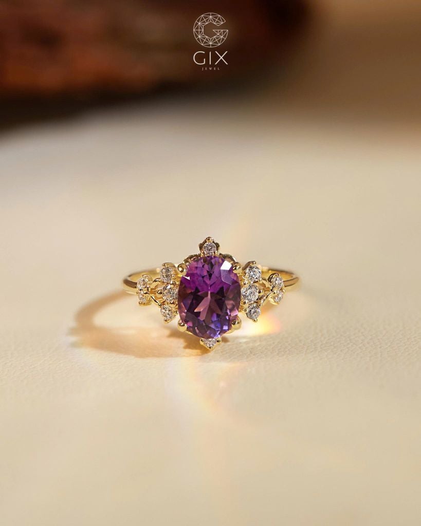 Nhẫn vàng nữ đính đá Amethyst - GNN25050202 | Gix Jewel