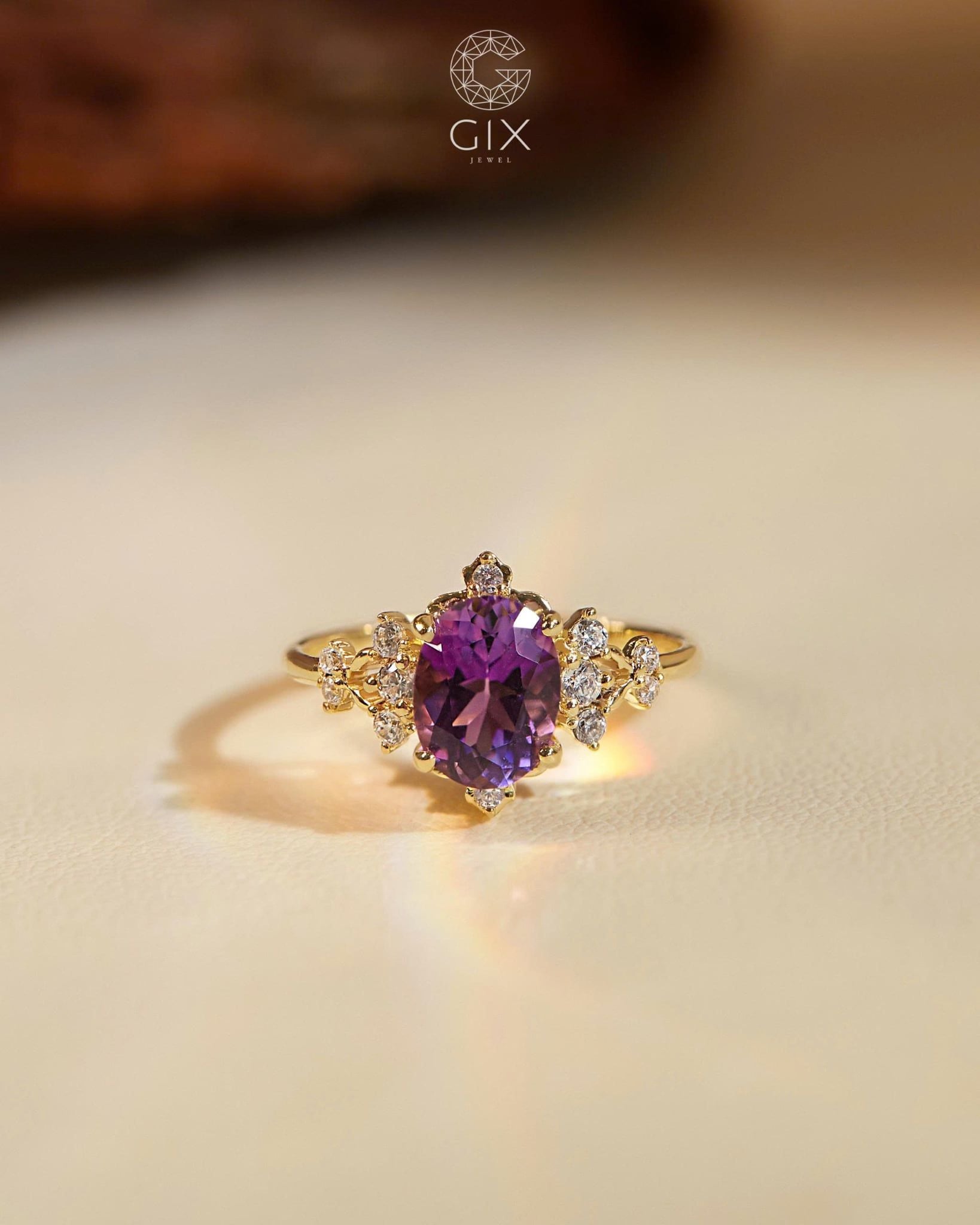  Nhẫn vàng nữ đính đá Amethyst - GNN25050202 | Gix Jewel 