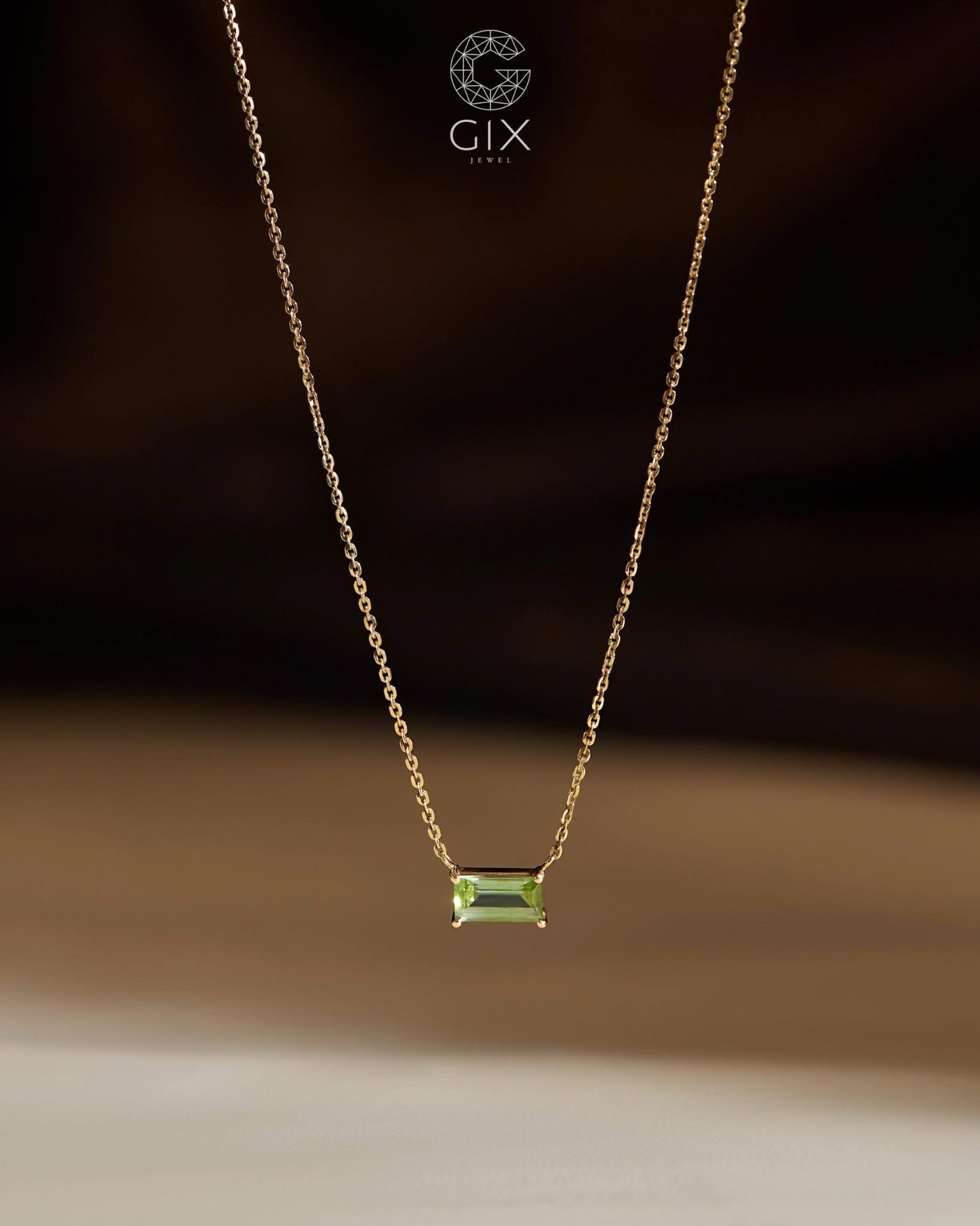  [CÓ SẴN] Dây chuyền tourmaline vàng vàng 14k 