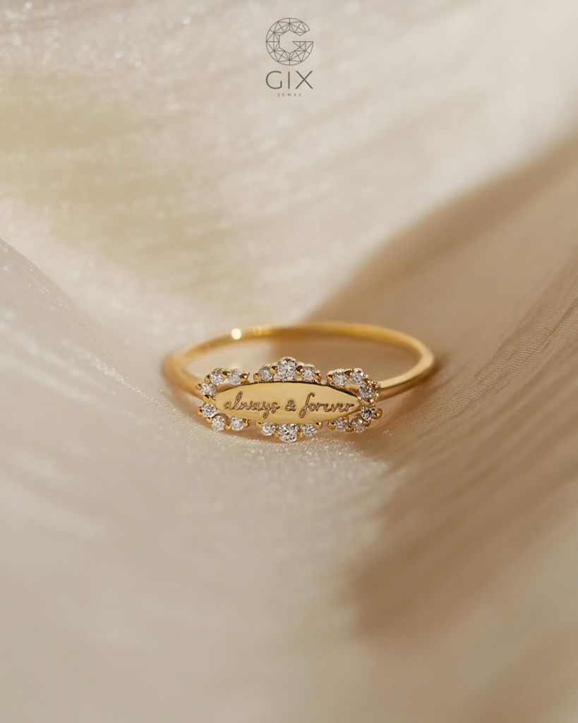 Nhẫn khắc tên đính đá cao cấp - GNN25050180 | Gix Jewel