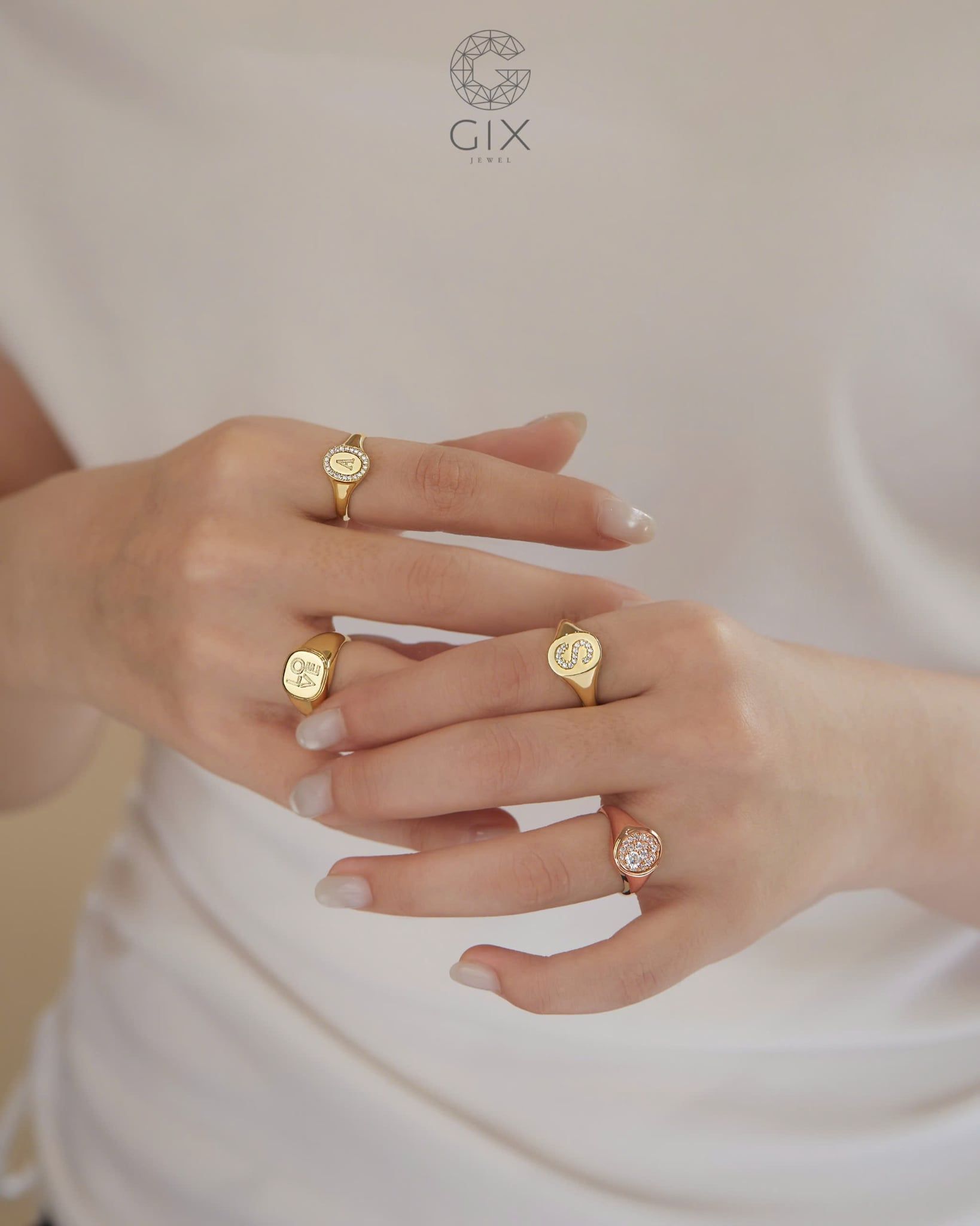  Nhẫn signet nam nữ bạc & vàng 18k - GNN25050164 | Gix Jewel 