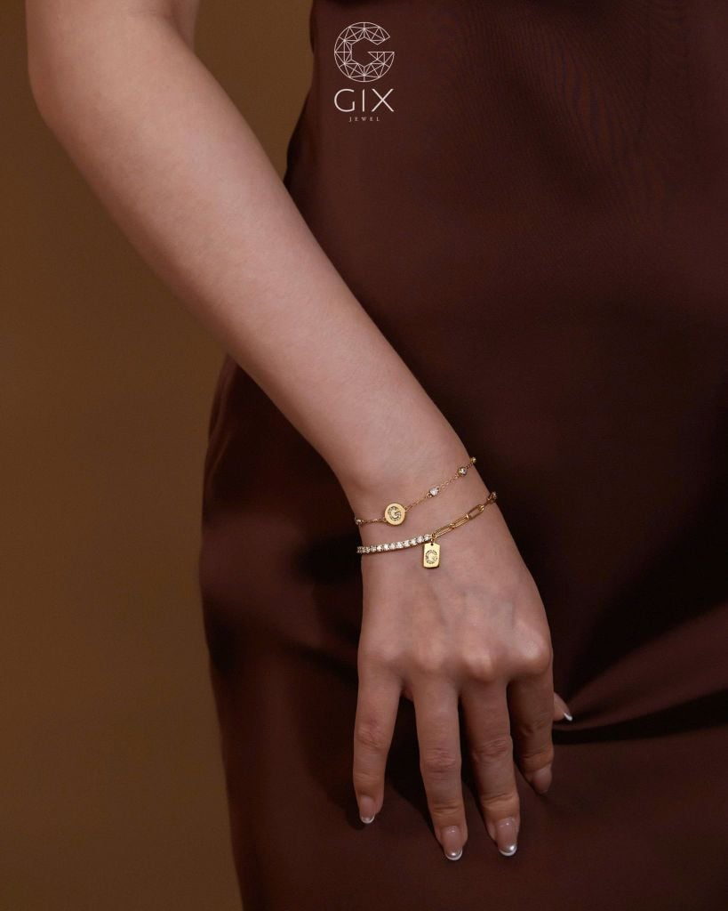 Lắc tay tennis mix xích gắn tag khắc tên | Gix Jewel