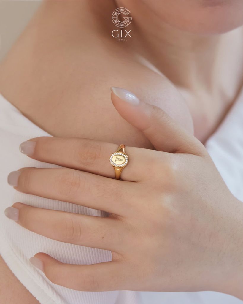 Nhẫn signet nam nữ bạc & vàng 18k - GNN25050163 | Gix Jewel 
