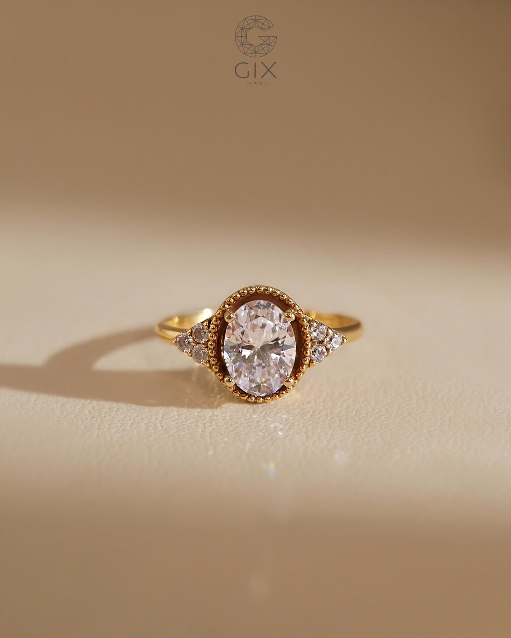  [CÓ SẴN] Nhẫn cầu hôn Oval vàng 14k | Gix Jewel 