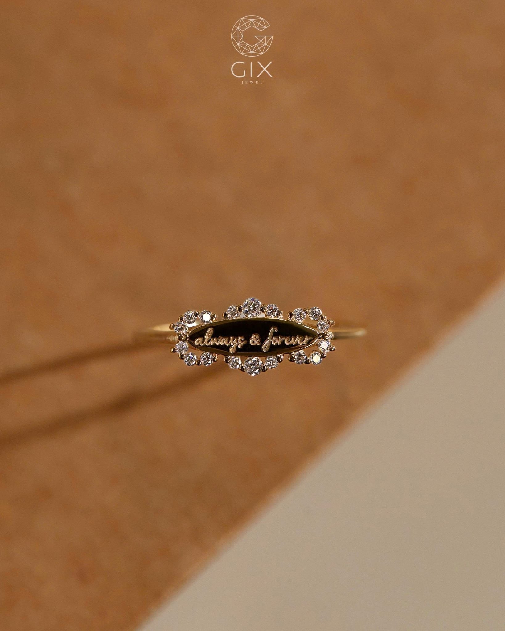 Nhẫn khắc tên đính đá cao cấp - GNN25050180 | Gix Jewel 