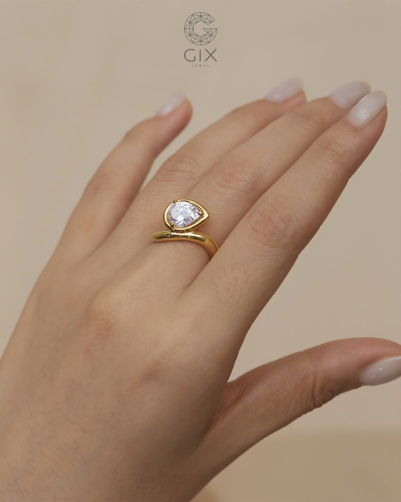  Nhẫn kim cương pear sang trọng - GNN25050177 | Gix Jewel 