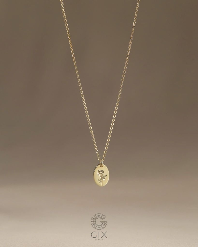  Dây chuyền khắc tên theo yêu cầu mặt oval lớn | Gix Jewel 