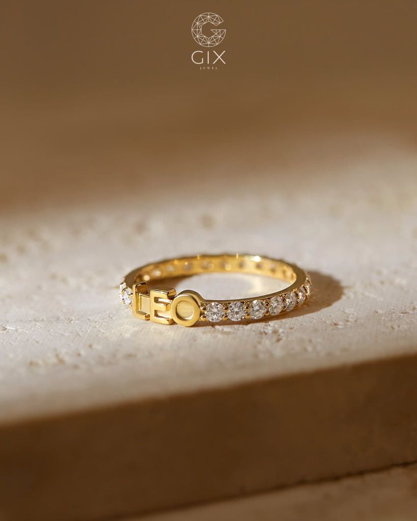 Nhẫn custom name đính đá - GNN25050185 | Gix Jewel