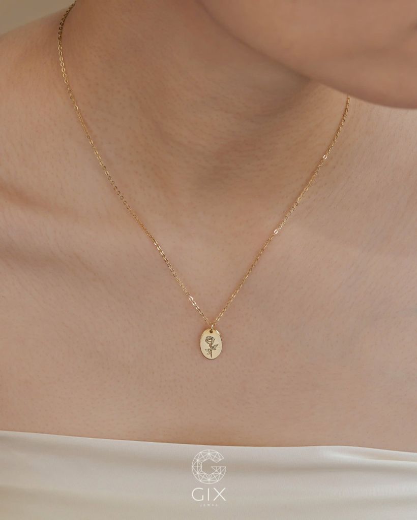  Dây chuyền khắc tên theo yêu cầu mặt oval lớn | Gix Jewel 