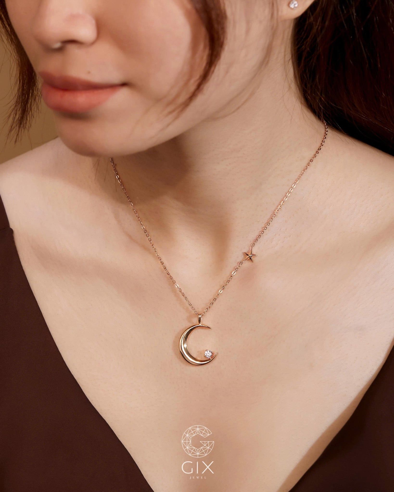 Dây chuyền trăng khuyết & sao đính đá - GNL25050078 | Gix Jewel 