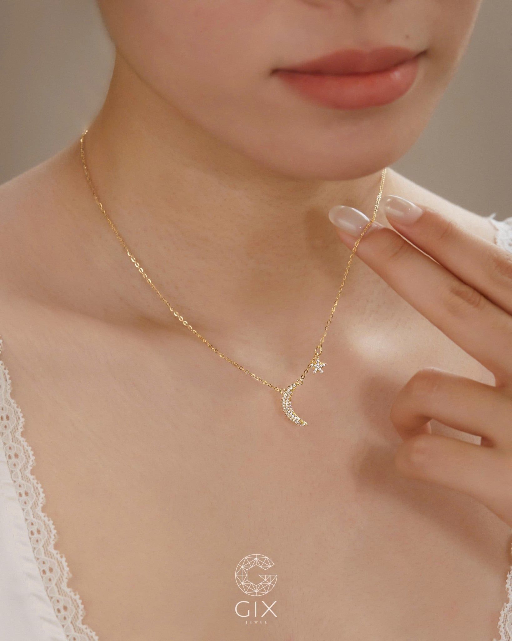  Dây chuyền sao trăng đính đá tấm - GNL25050064 | Gix Jewel 
