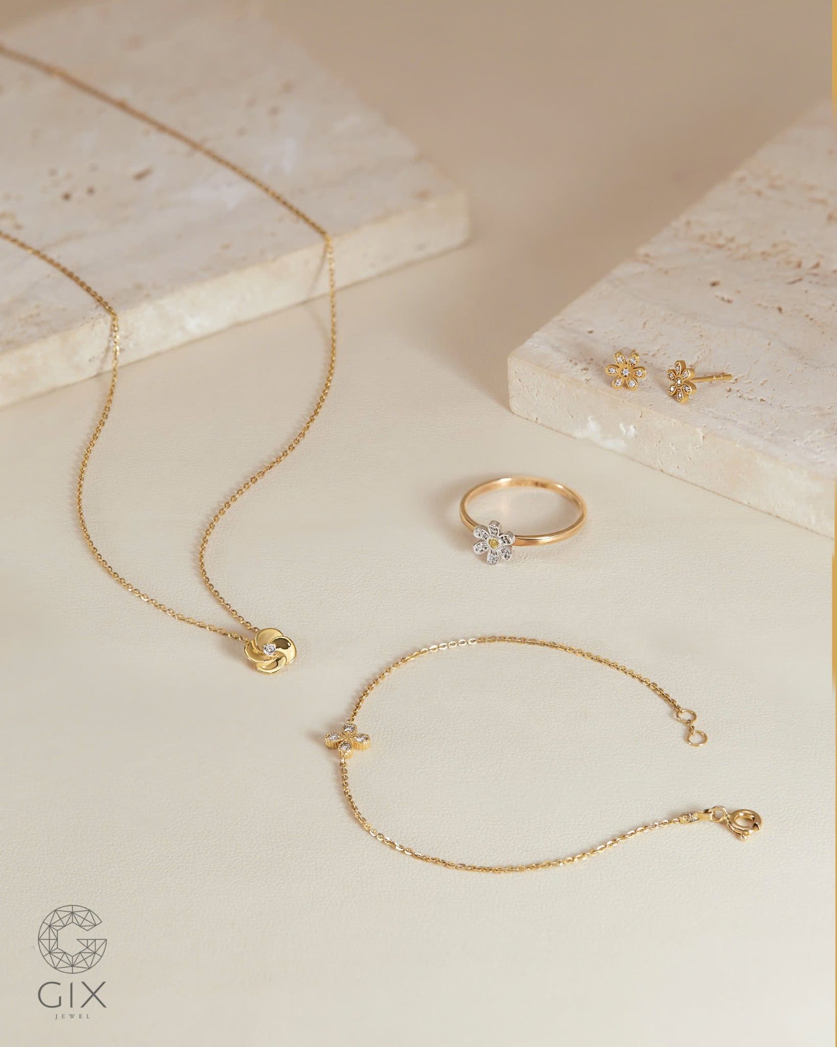  [CÓ SẴN] Dây chuyền hoa vàng vàng 14k | Gix Jewel 