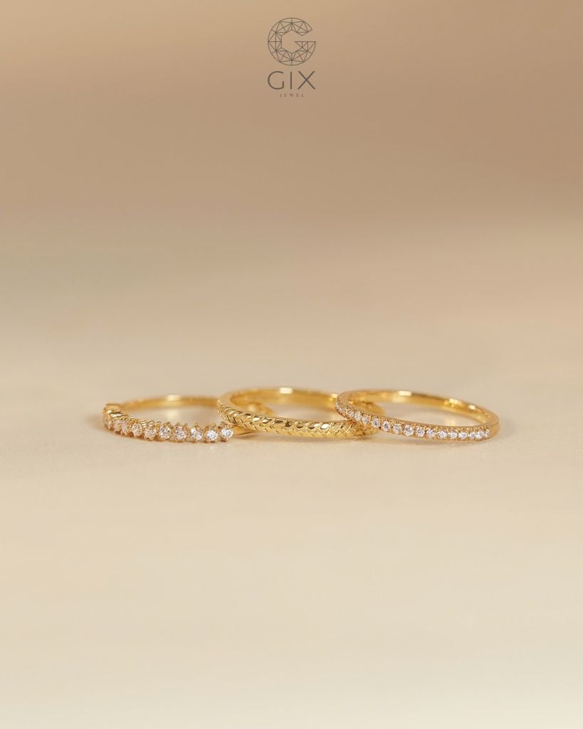 Nhẫn nữ đính kim cương tấm - GNN25050137 | Gix Jewel