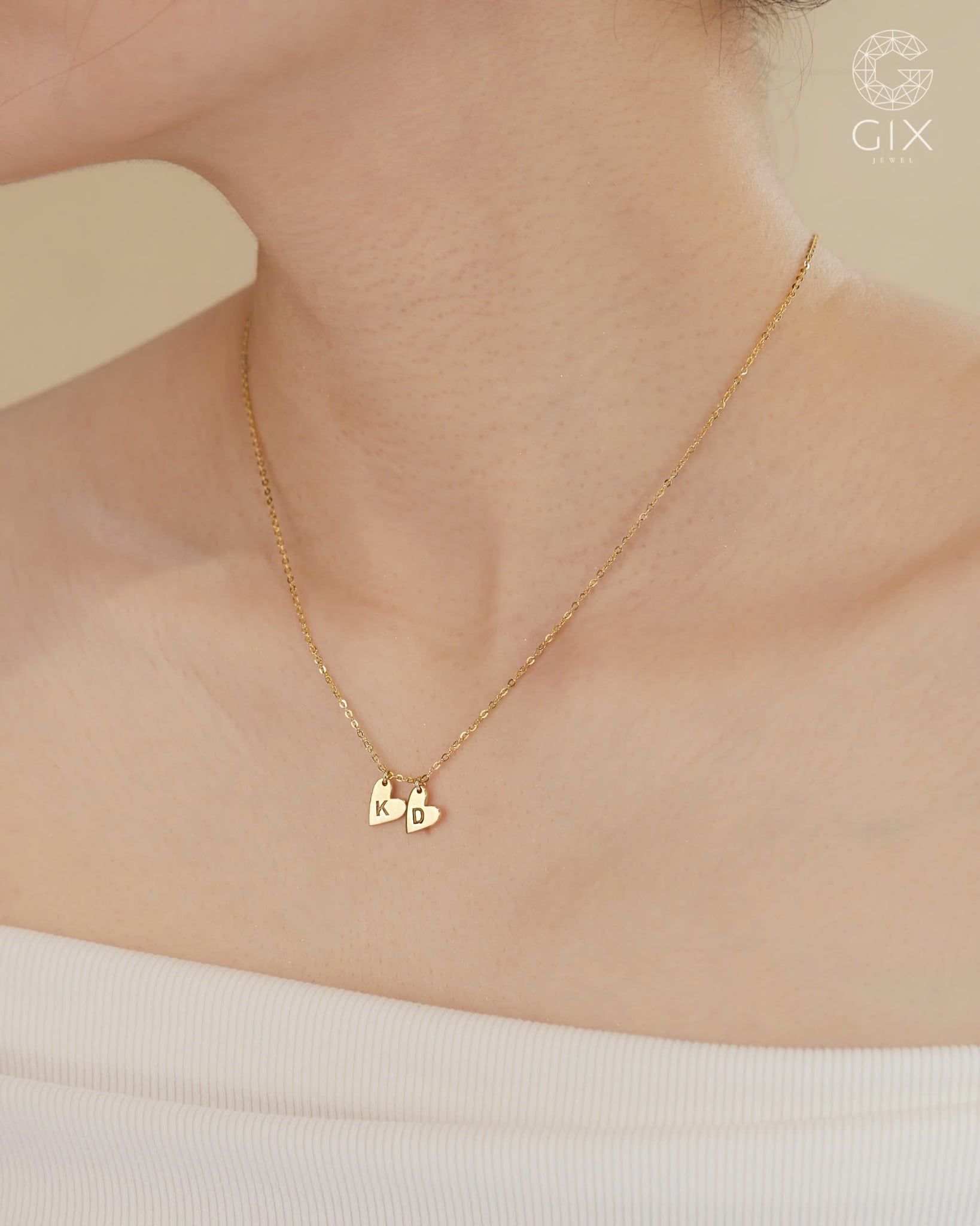  Dây chuyền trái tim khắc chữ treo ngang - GNL25050292 | Gix Jewel 