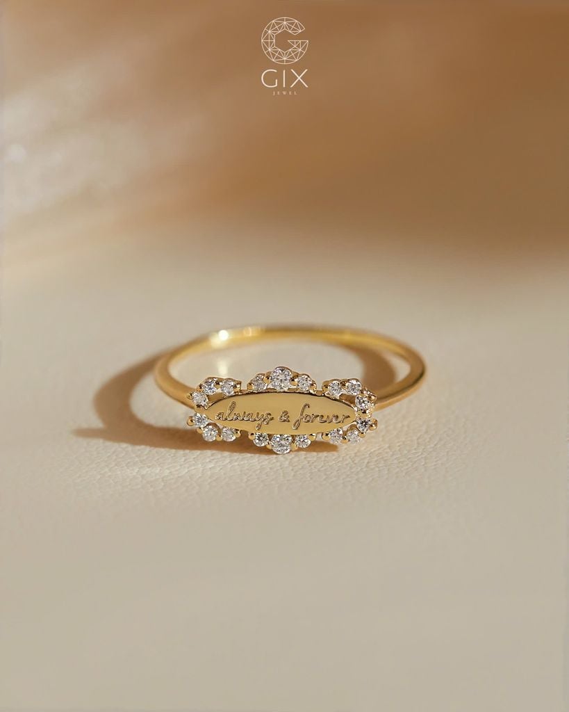 Nhẫn khắc tên đính đá cao cấp - GNN25050180 | Gix Jewel