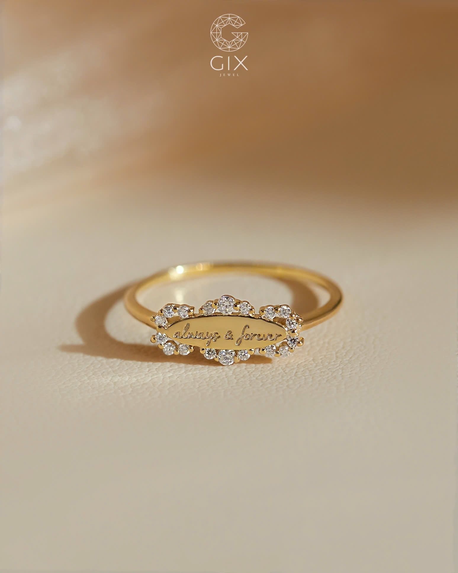  Nhẫn khắc tên đính đá cao cấp - GNN25050180 | Gix Jewel 