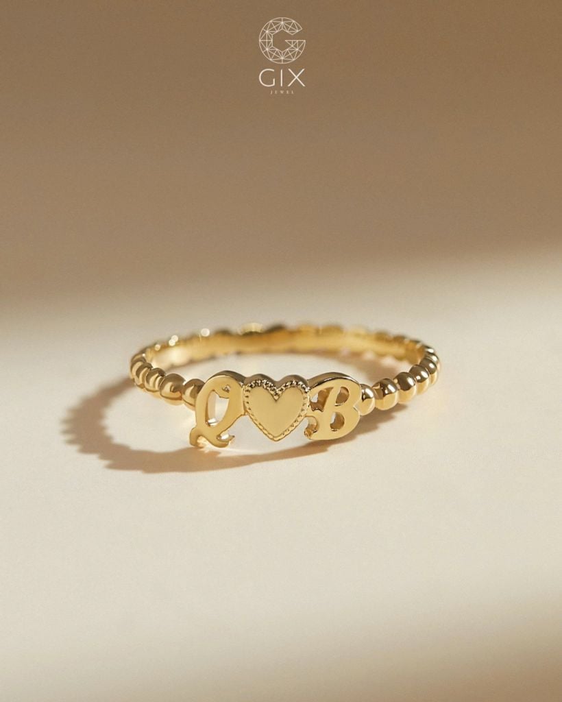 Nhẫn chữ cái & trái tim thiết kế riêng - GNN25050205 | Gix Jewel