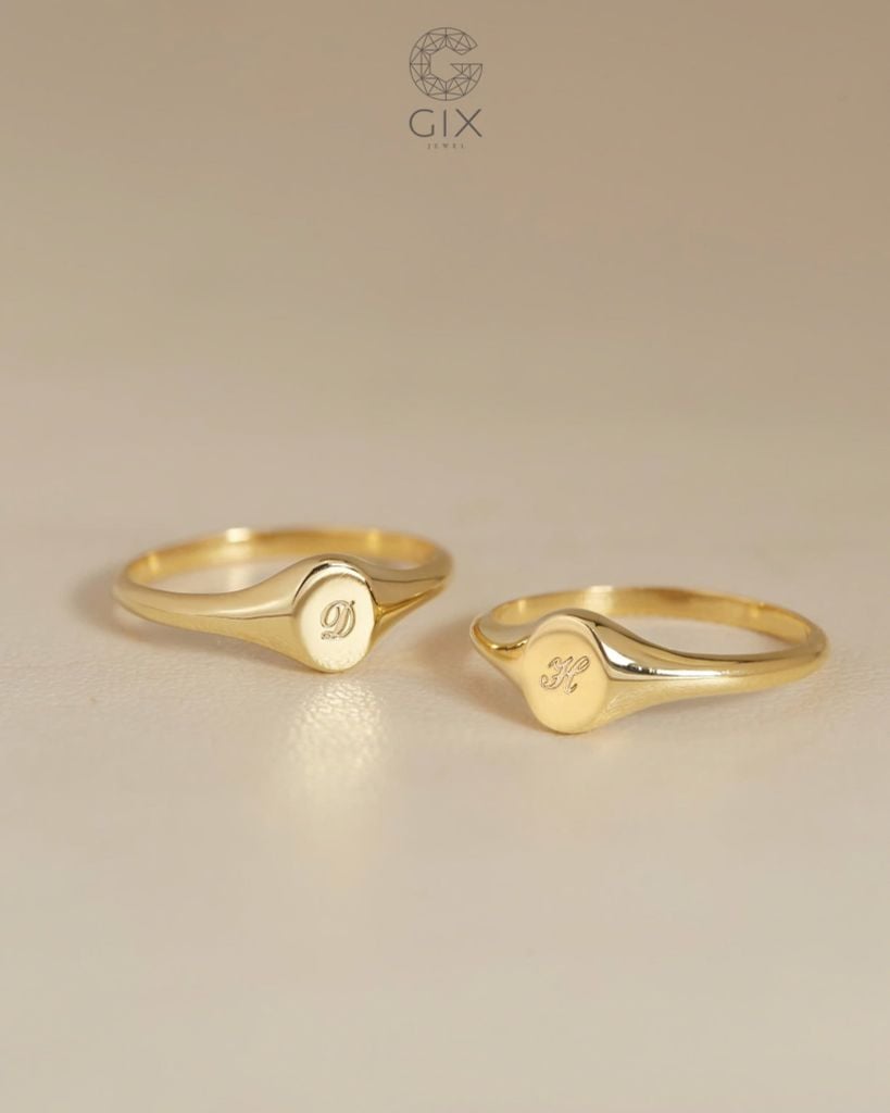  Nhẫn signet nam nữ bạc & vàng 18k - GNN25050161 | Gix Jewel 