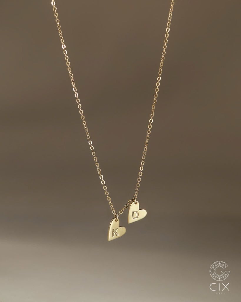  Dây chuyền trái tim khắc chữ treo ngang - GNL25050292 | Gix Jewel 