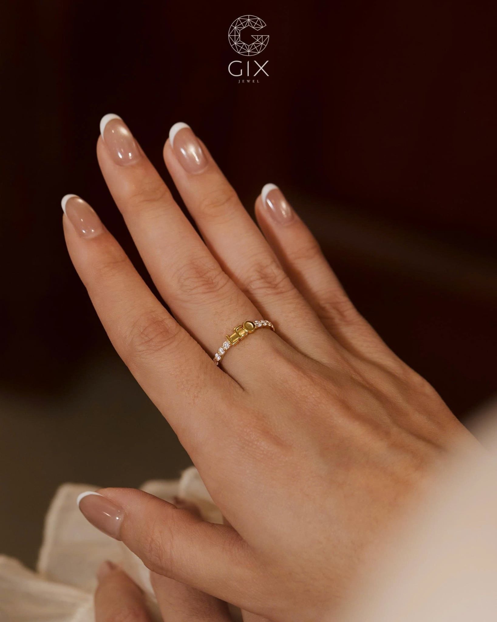  Nhẫn custom name đính đá - GNN25050185 | Gix Jewel 