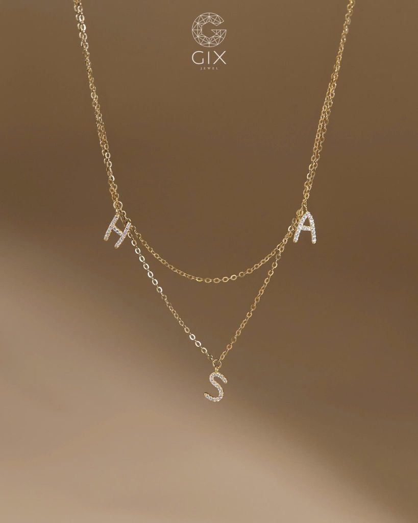 Dây chuyền 2 tầng chữ treo tòng teng - GNL25050004 | Gix Jewel