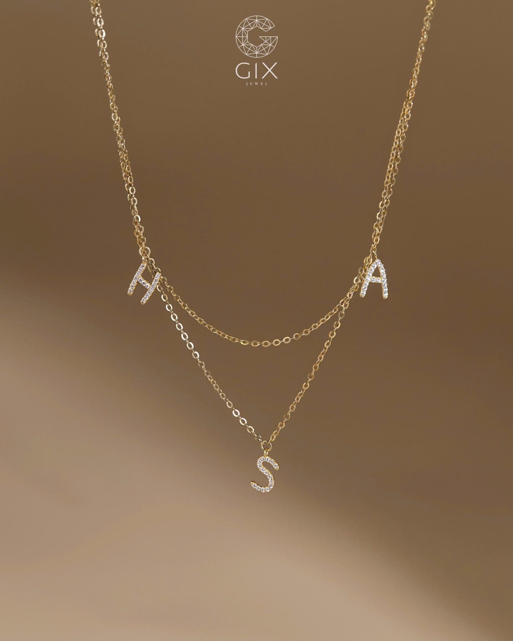  Dây chuyền 2 tầng chữ treo tòng teng - GNL25050004 | Gix Jewel 